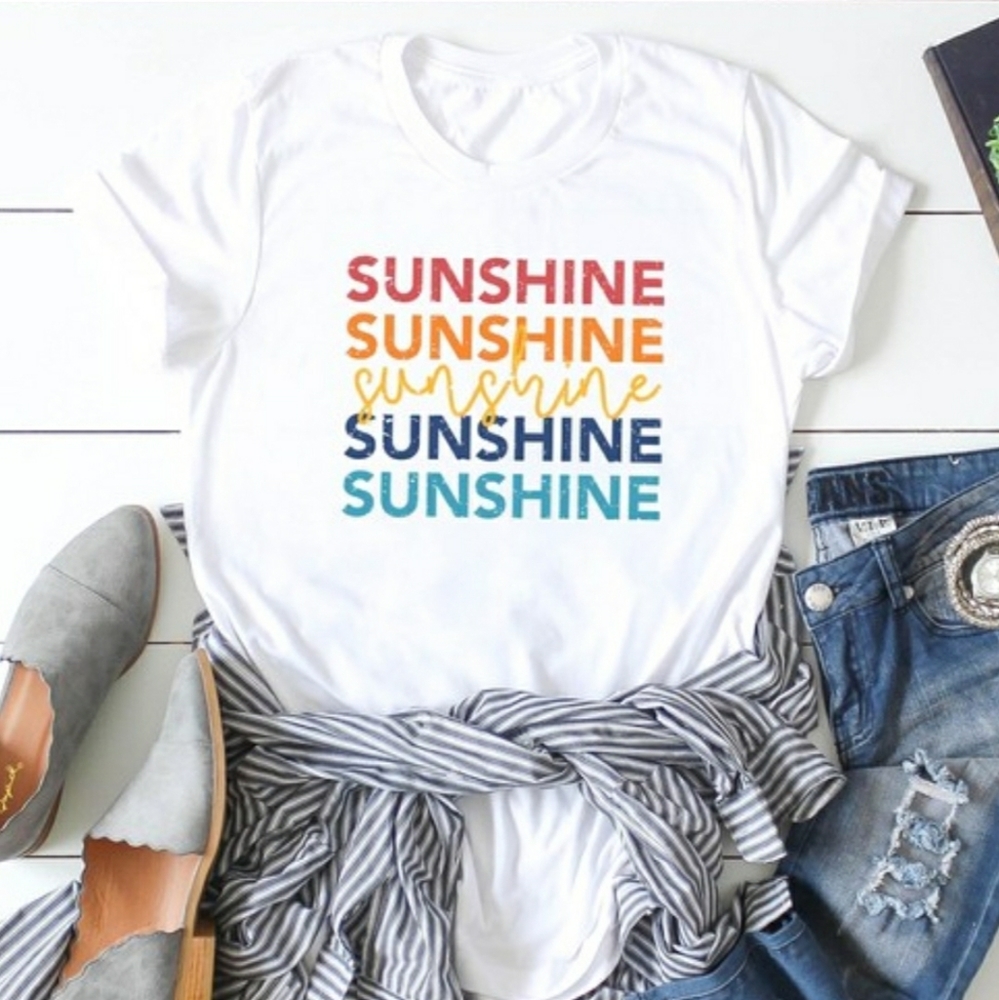 Unisex Rainbow Sunshine Font Graphic Tee